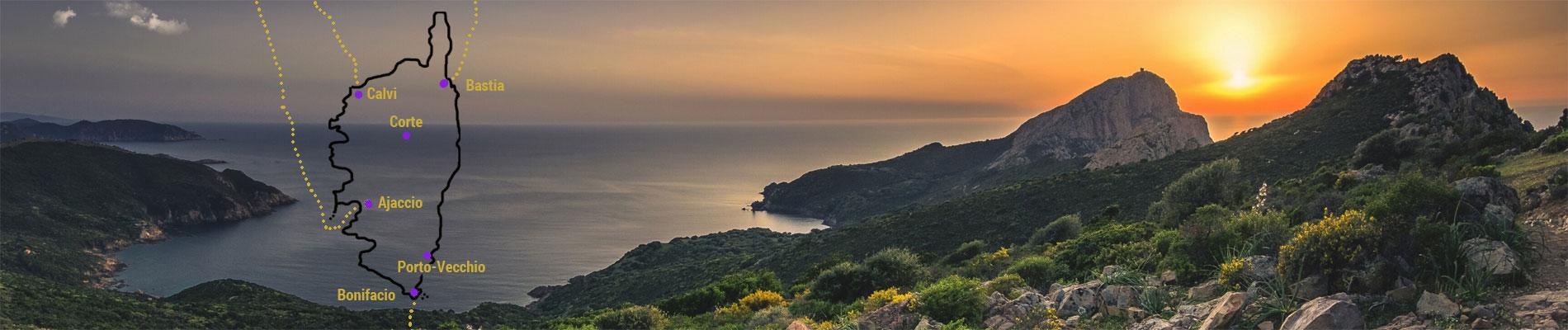 corsica by night met transparente kaart